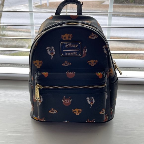 Loungefly Disney Black Lion King Print Mini Backpack New - Picture 1 of 9